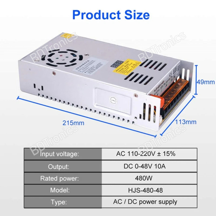 48V switch Power Supply Dual display AC 110V/220V to DC 0-48V 10A